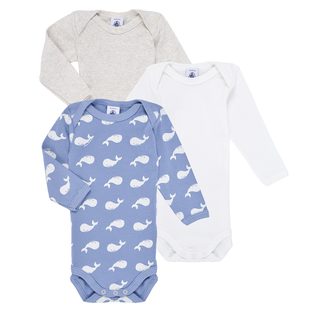 Textil Criança Pijamas / Camisas de dormir Petit Bateau BODY US ML MOBIDIC PACK X3 Bege / Azul