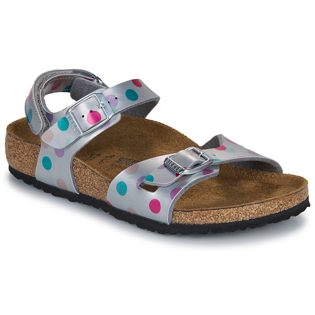 Sapatos Rapariga Sandálias BIRKENSTOCK Rio AS Kids BF Elec. Metallic SilverDots Prata