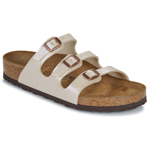 Sapatos Mulher Chinelos BIRKENSTOCK Florida BF Graceful Pearl White Pérola / Branco / Regular