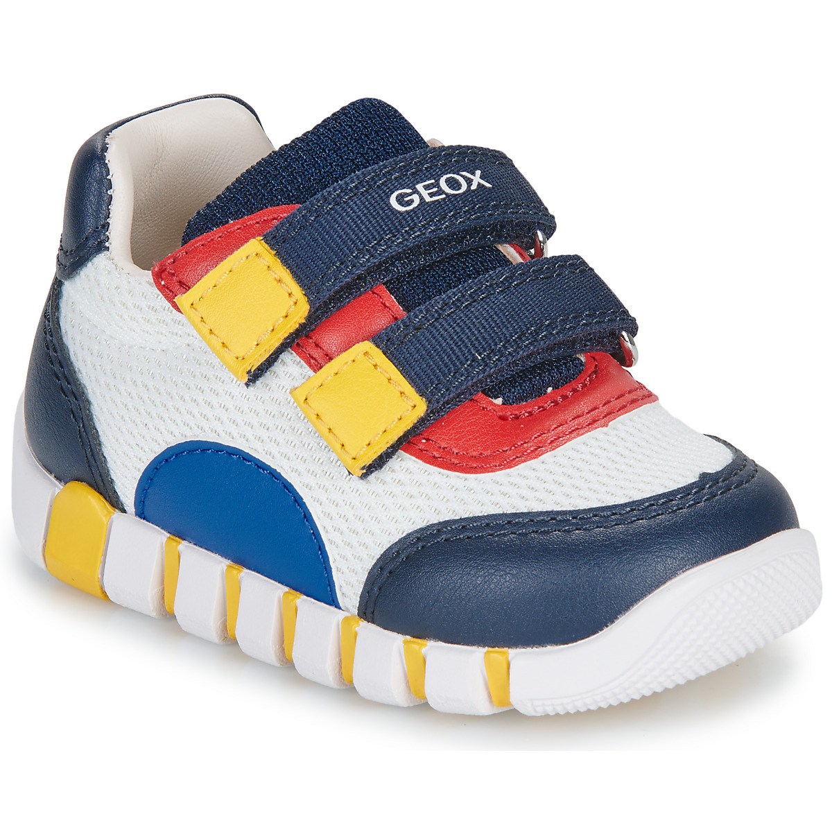 Sapatos Criança Sapatilhas Geox B IUPIDOO BOY Branco / Marinho / Amarelo