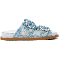 Sapatos Mulher Sandálias Coral Blue SLIDE METAL DENIM JEWEL BUCKLE WHI Azul