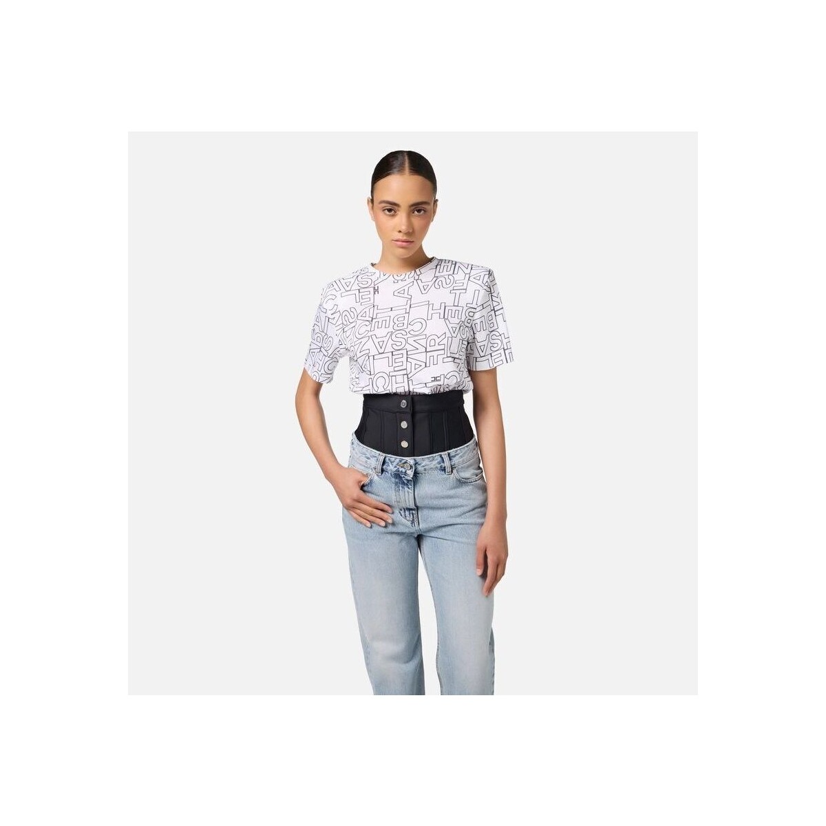 Textil Mulher T-shirts e Pólos Elisabetta Franchi MA01746E2-392 Branco