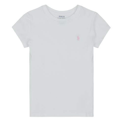 Textil Rapariga T-Shirt mangas curtas Polo Ralph Lauren SS CN TEE-TOPS-KNIT Branco / Rosa