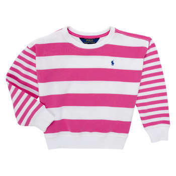 Textil Rapariga Sweats Polo Ralph Lauren STRPEBBBLCN-KNIT SHIRTS-SWEATSHIRT Rosa / Branco