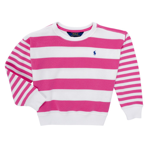 Textil Rapariga Sweats Polo Ralph Lauren STRPEBBBLCN-KNIT SHIRTS-SWEATSHIRT Rosa / Branco