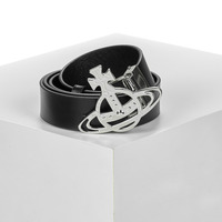 Acessórios Mulher Cinto Vivienne Westwood LINE ORB BUCKLE BELT/SILVER Preto / Prateado