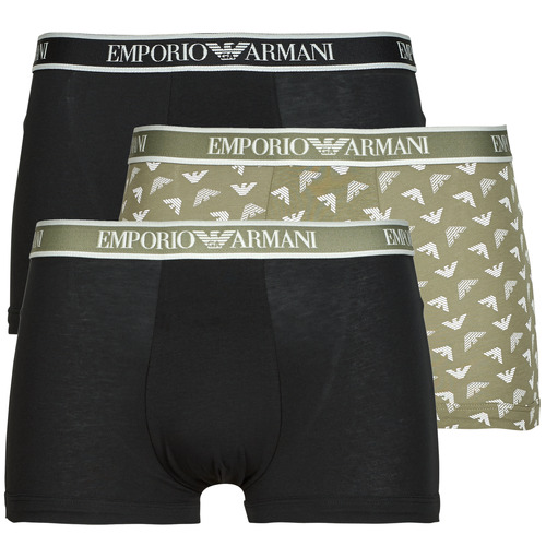 Roupa de interior Homem Boxer Emporio Armani CORE LOGO BAND PACK X3 Preto / Cáqui
