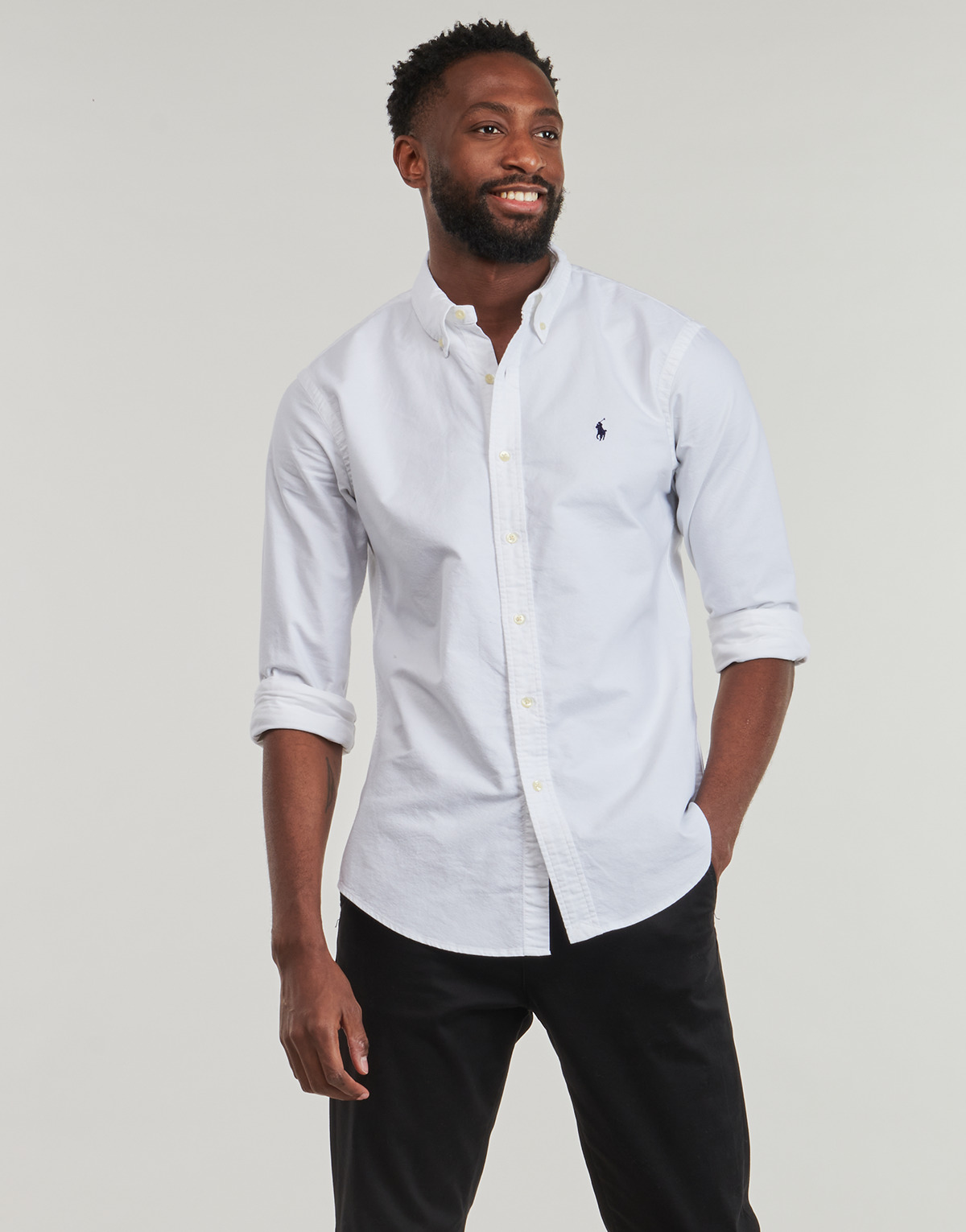 Textil Homem Camisas mangas comprida Polo Ralph Lauren CHEMISE DROITE CUSTOM EN OXFORD LEGER Branco / Branco