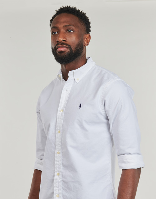 Polo Ralph Lauren CHEMISE DROITE CUSTOM EN OXFORD LEGER Branco / Branco