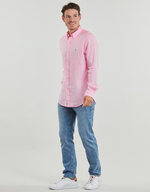 Polo Ralph Lauren CHEMISE COUPE DROITE EN LIN Rosa / Camel / Rosa