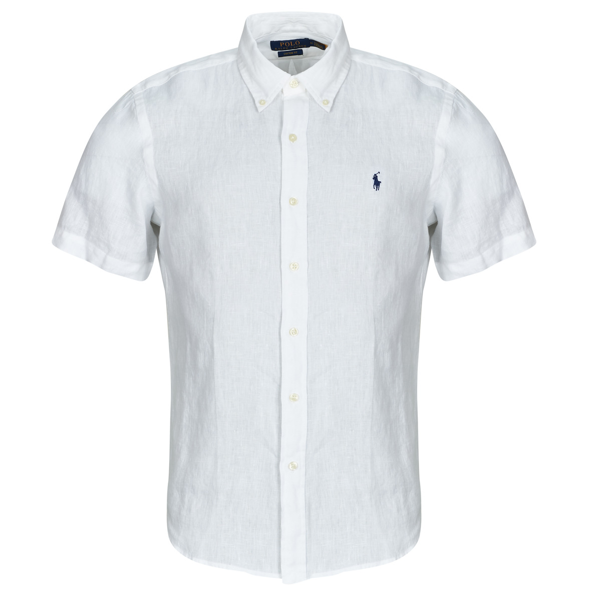 Textil Homem Camisas mangas curtas Polo Ralph Lauren CHEMISE MANCHES COURTES COUPE DROITE EN LIN Branco / Deckwash / Branco