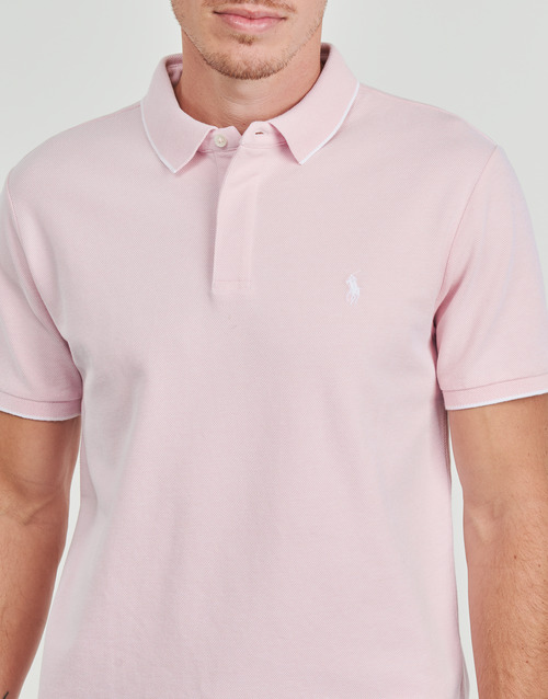 Polo Ralph Lauren POLO AJUSTE SLIM FIT EN COTON STRETCH MESH Rosa / Branco / Jardim / Rosa-branco