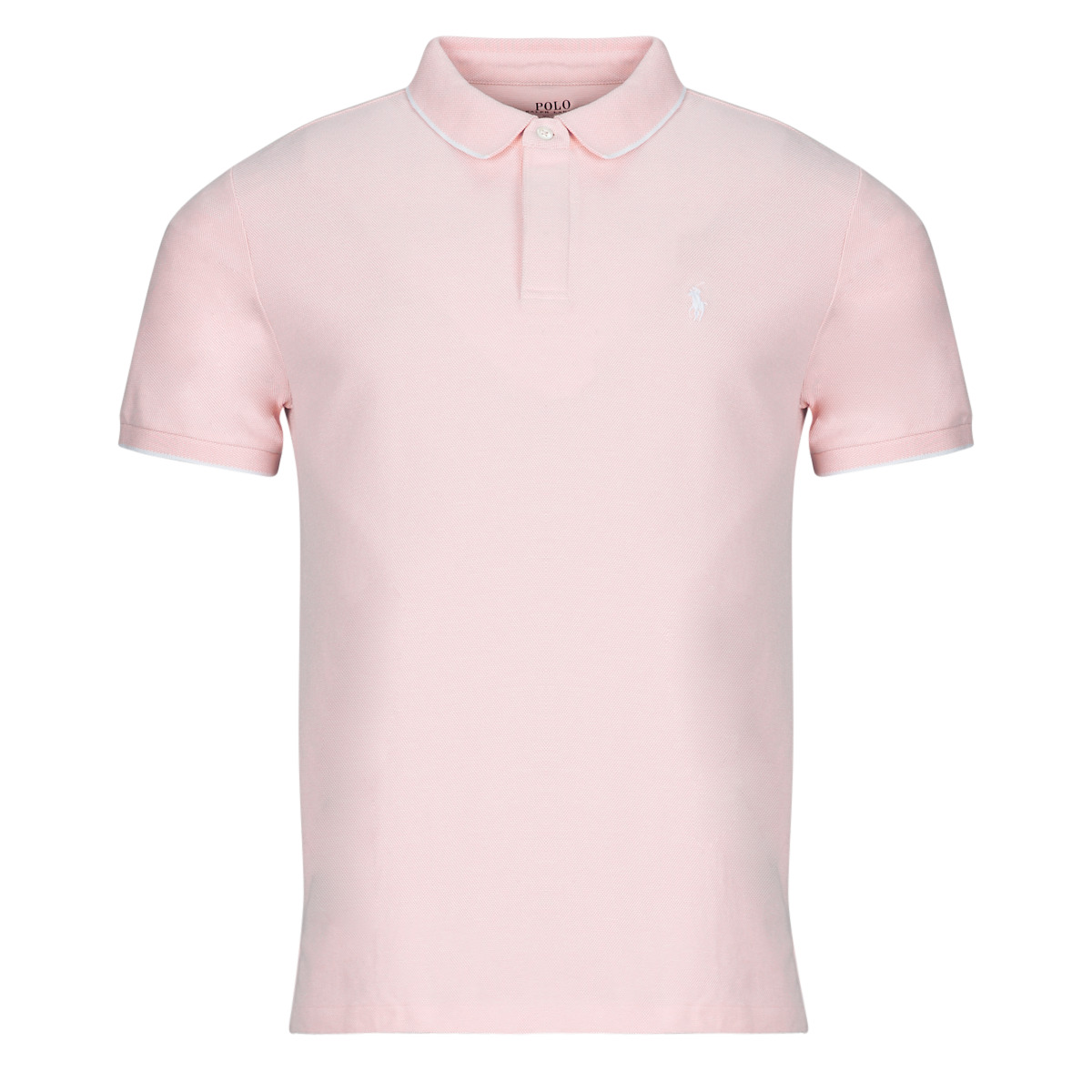 Textil Homem Polos mangas curta Polo Ralph Lauren POLO AJUSTE SLIM FIT EN COTON STRETCH MESH Rosa / Branco / Jardim / Rosa-branco
