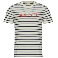 Textil Homem T-Shirt mangas curtas Gant GRAPHIC STRIPED SS T-SHIRT Marinho / Branco