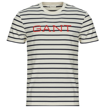 Textil Homem T-Shirt mangas curtas Gant GRAPHIC STRIPED SS T-SHIRT Marinho / Branco
