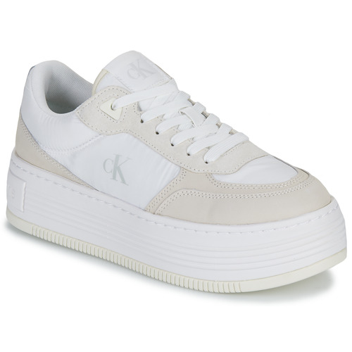 Sapatos Mulher Sapatilhas Calvin Klein Jeans BOLD FLATF LOW LACE MIX Branco / Bege