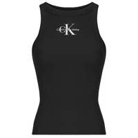 Textil Mulher Tops sem mangas Calvin Klein Jeans MONOLOGO RIB TANK TOP Preto