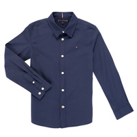 Textil Rapaz Camisas mangas comprida Tommy Hilfiger SOLID STRETCH POPLIN SHIRT L/S Marinho