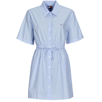 Textil Mulher Vestidos curtos Tommy Jeans TJW MINI STRIPE SHIRT DRESS Azul