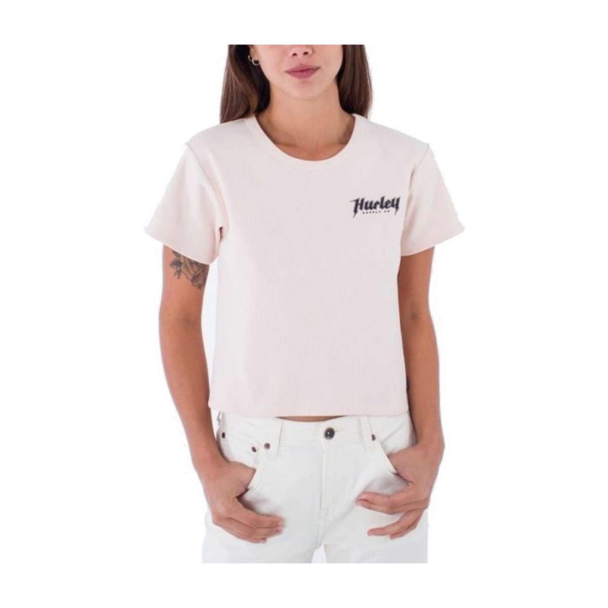 Textil Mulher T-shirts e Pólos Hurley TOMGIRL BABY RIB TEE Rosa