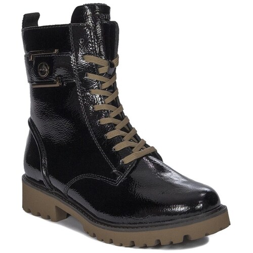 Sapatos Mulher Botins Remonte Botki Damskie Skórzane Lakierowane Ocieplane Preto
