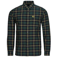 Textil Homem Camisas mangas comprida Fred Perry OXFORD TARTAN SHIRT Verde