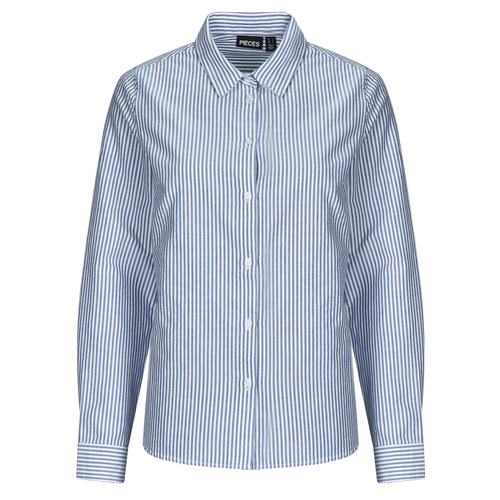 Textil Mulher camisas Pieces PCIRENE LS SHIRT Azul