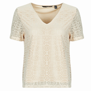 Textil Mulher T-Shirt mangas curtas Vero Moda VMMAYA  Bege