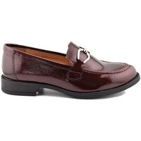 Sapatos Mulher Mocassins Casual Mocassins em pele cor de vinho com saltos baixos Bordô