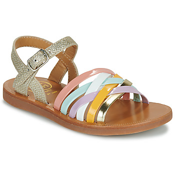 Sapatos Rapariga Sandálias Pom d'Api PLAGETTE LUX Platina / Multi / Pastel