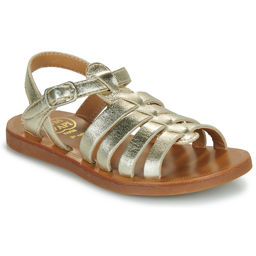 Sapatos Rapariga Sandálias Pom d'Api PLAGETTE STRAP Platina