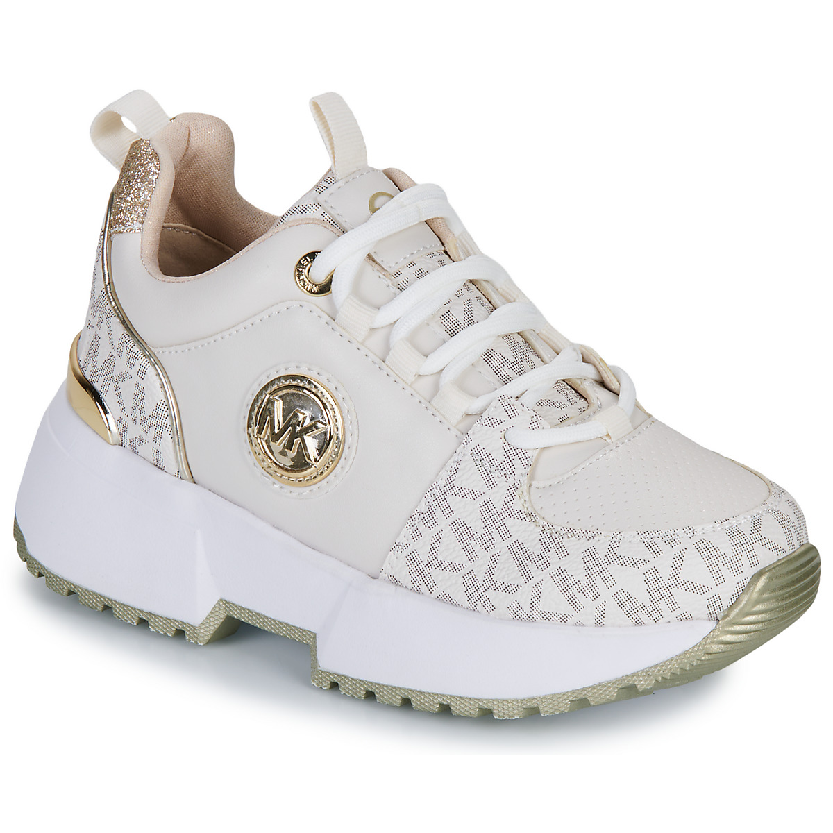 Sapatos Rapariga Sapatilhas MICHAEL Michael Kors COSMO LOGO Bege / Ouro