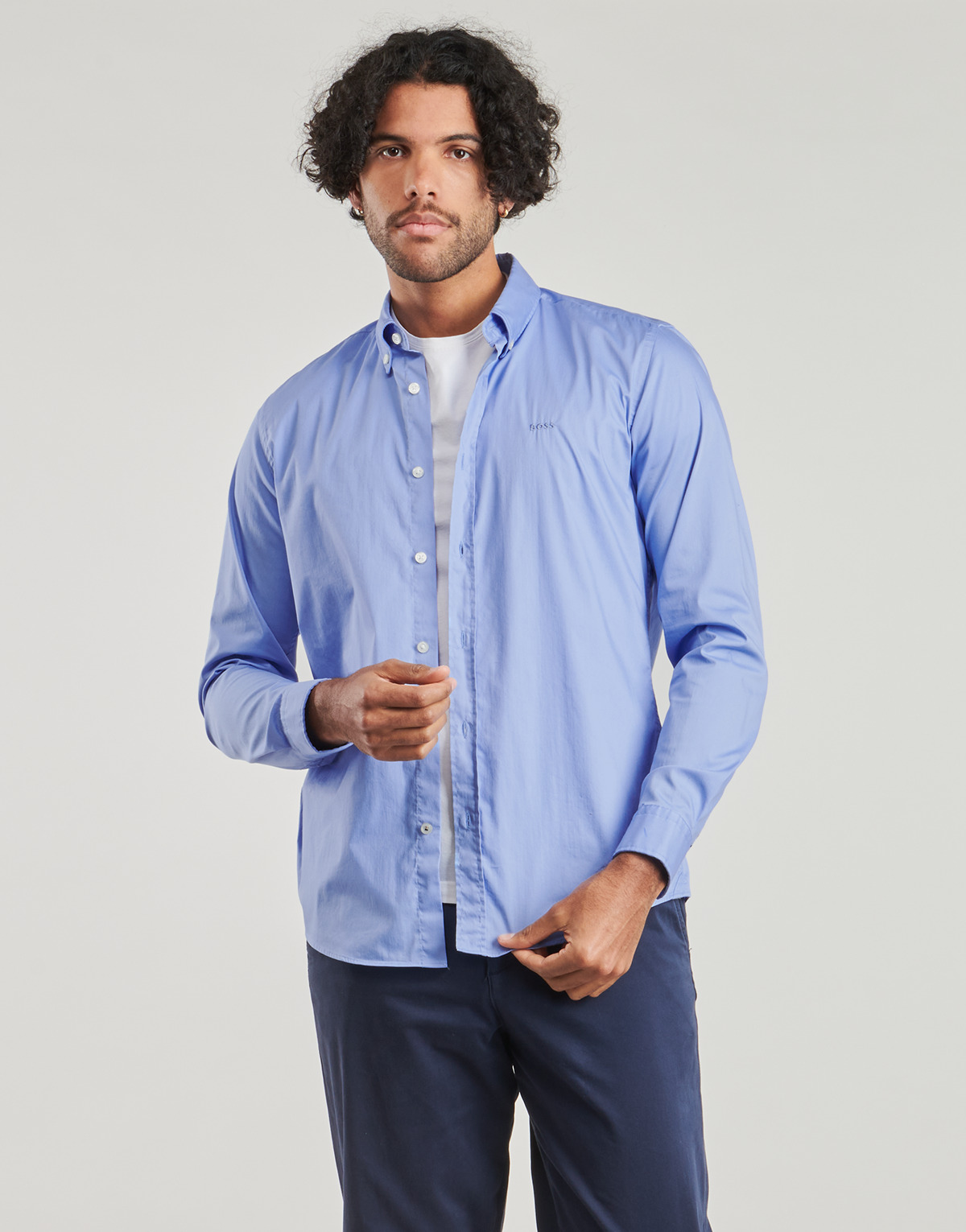 Textil Homem Camisas mangas comprida BOSS ROAN BD Azul