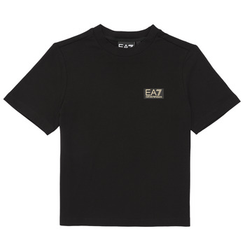 Textil Rapaz T-Shirt mangas curtas Emporio Armani EA7 GOLD LABEL BOY TEE Preto