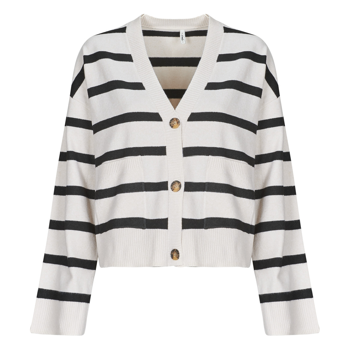 Textil Mulher Casacos de malha Only ONLAMA Branco / Preto