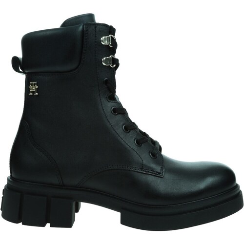 Sapatos Mulher Botins Tommy Hilfiger Biker Leather Preto