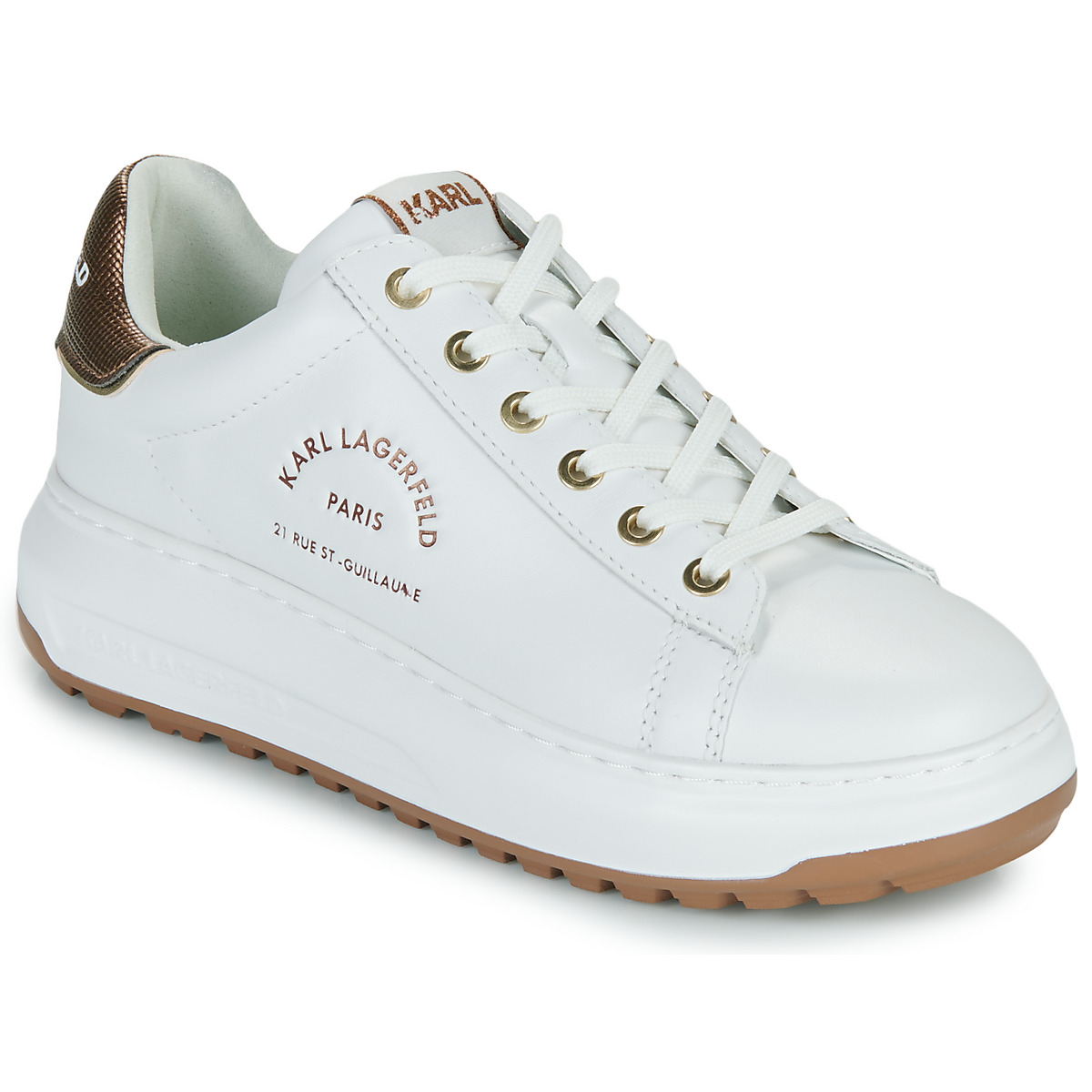 Sapatos Mulher Sapatilhas Karl Lagerfeld KAPRI LUG Maison Metalmesh Tab Branco / Bronze