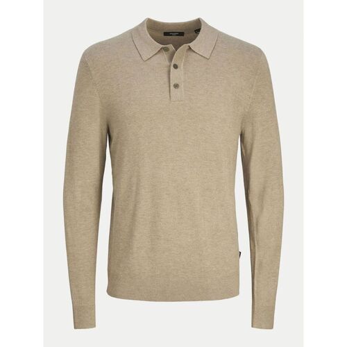 Textil Homem camisolas Jack & Jones 12259650 WILLIAM POLO-GREIGE MELANGE Bege