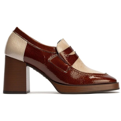 Sapatos Mulher Calçado de segurança Pitillos MOCASINES DE TACÓN MUJER  10196 BICOLOR PIEDRA-CUERO Castanho