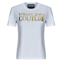 Textil Mulher T-Shirt mangas curtas Versace Jeans Couture 78HAHT01 Branco / Ouro