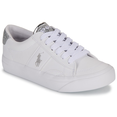 Sapatos Rapariga Sapatilhas Polo Ralph Lauren RYLEY Branco / Prata