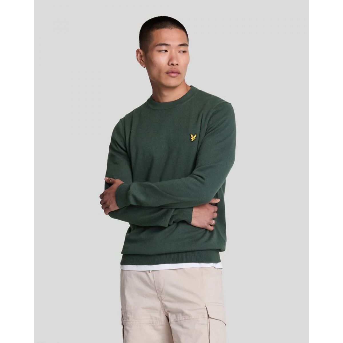 Textil Homem camisolas Lyle & Scott KN2110V MERINO CREW-X311 ARGYLE TEAL Verde