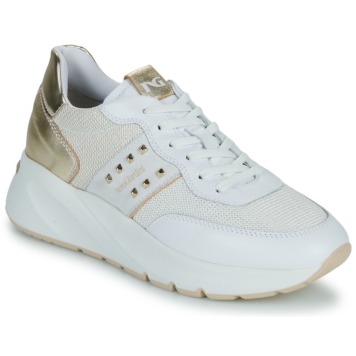 Sapatos Mulher Sapatilhas NeroGiardini E512862D Branco / Ouro