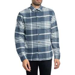 Textil Homem Camisas mangas comprida Solid Camisa xadrez Nab Azul