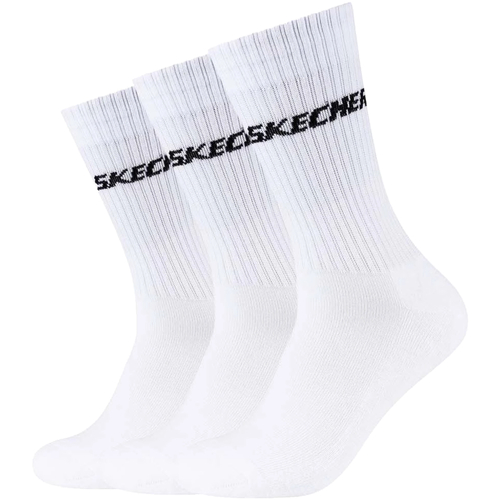 Roupa de interior Meias de desporto Skechers 3pk Tennis Cushioned Long Socks Branco