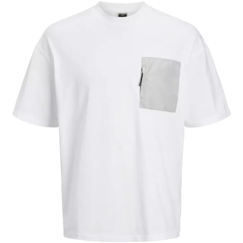 Textil Homem T-Shirt mangas curtas Jack & Jones 12262185 JCOSPIRE POCKET TEE SS CREW NECK WHITE Branco