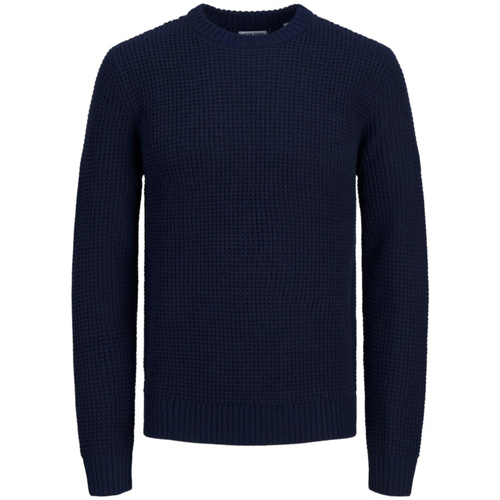 Textil Homem camisolas Jack & Jones 12258695 JJLIAM KNIT CREW NECK NAVY BLAZER Azul