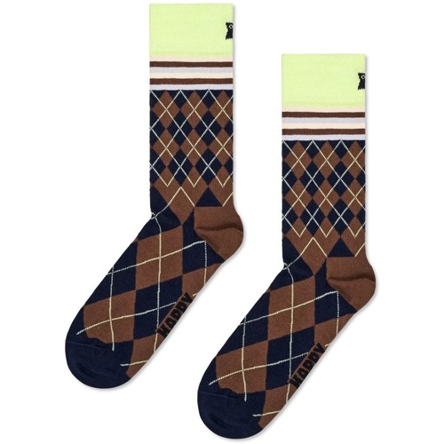 Roupa de interior Homem Meias altas Happy socks MIXED ARGYLE SOCK Castanho