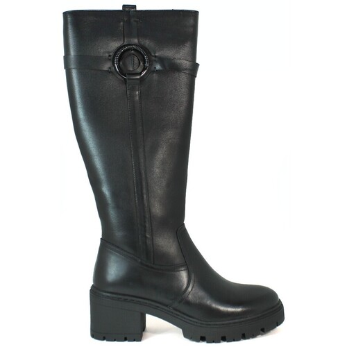 Sapatos Mulher Botas Aplauso BOTA DE PIEL NEGRA DE CAÑA ALTA PARA MUJER  03 Preto