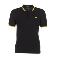 Textil Homem Polos mangas curta Fred Perry SLIM FIT TWIN TIPPED Preto / Amarelo